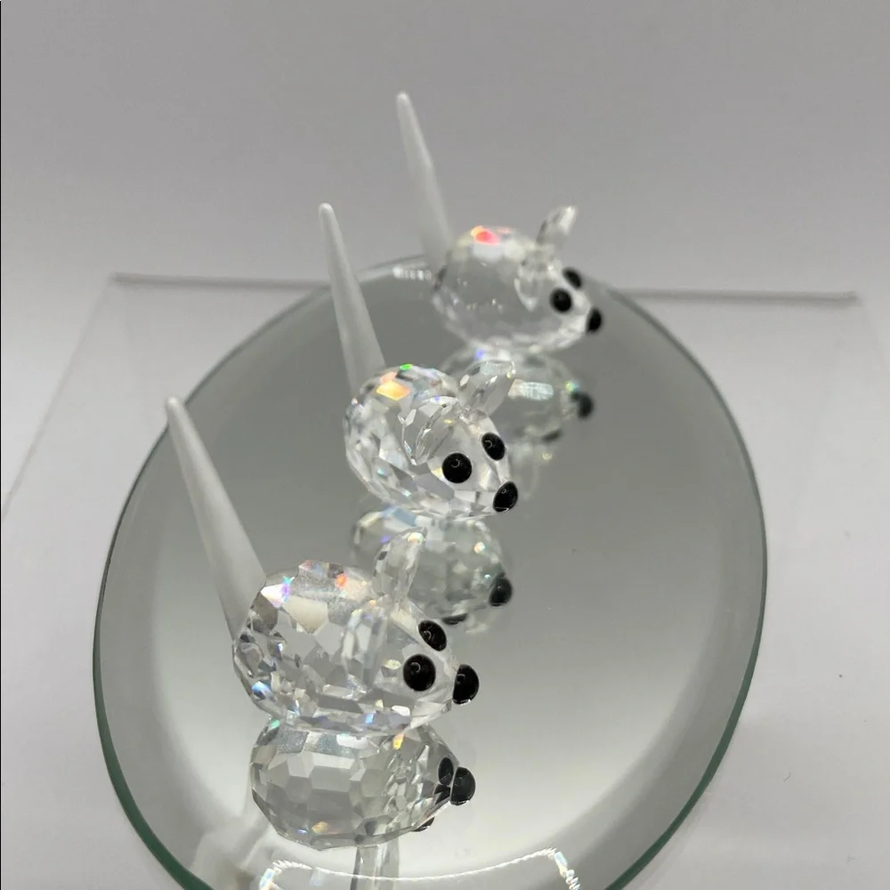 Swarovski Field Mice Set of 3 In A Summer Meadow Collection With Mirror Base
